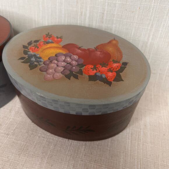 Set of 4 Handpainted Wood Bentwood Oval Nesting Pantry Boxes Pennsylvania - Picture 6 of 15